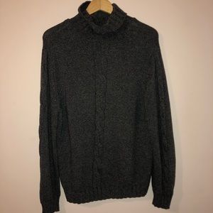 GRANT THOMAS DARK GREY TURTLENECK KNIT SWEATER